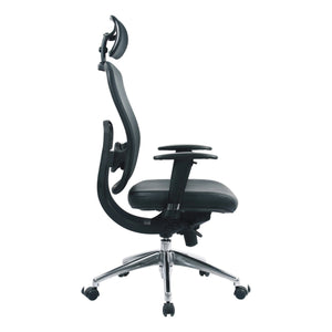 Nautilus Designs Liberty High Back Mesh Executive Armchair with Adjustable Headrest And Chrome Base - Black