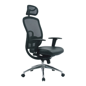 Nautilus Designs Liberty High Back Mesh Executive Armchair with Adjustable Headrest And Chrome Base - Black