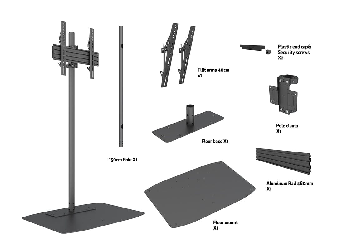 Multibrackets M Single Pole Floorbase Pro TV Floor Stand