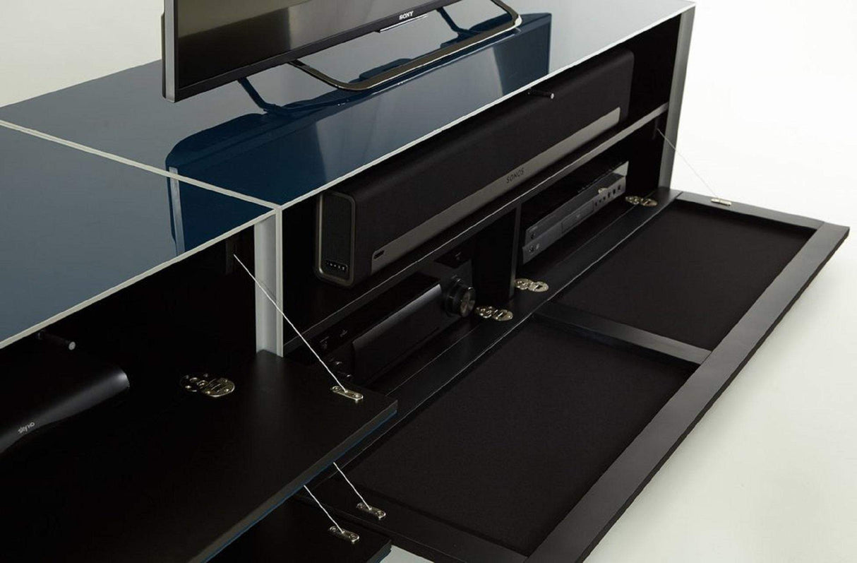 Optimum Project 1300F Enclosed Gloss Black TV Cabinet with Fabric Front