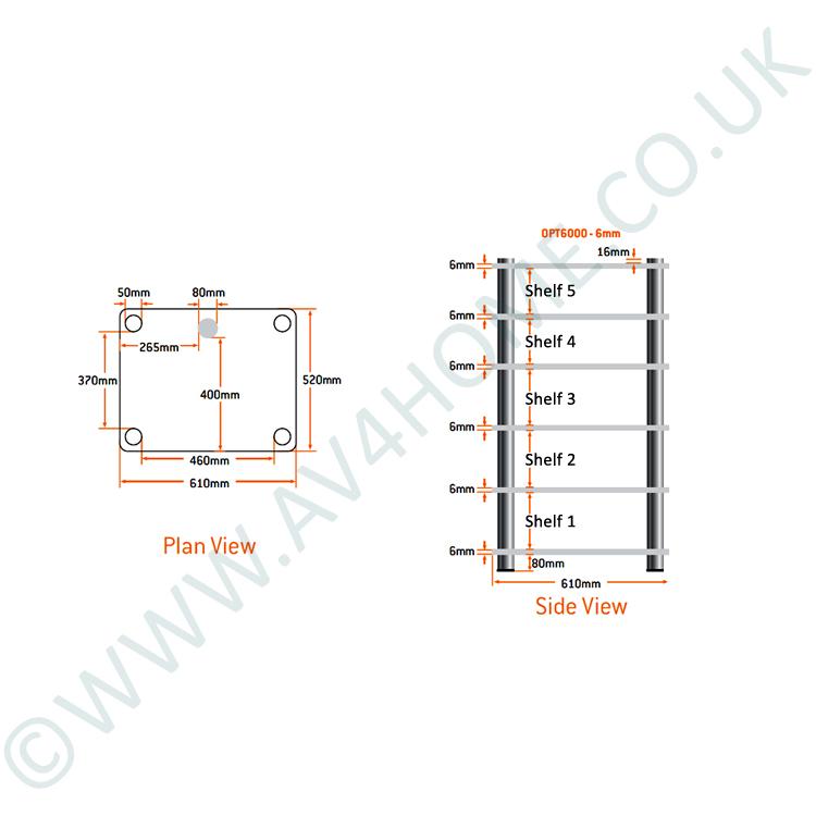 Optimum Prelude OPT-6000 Hifi Stand with 520mm deep shelves