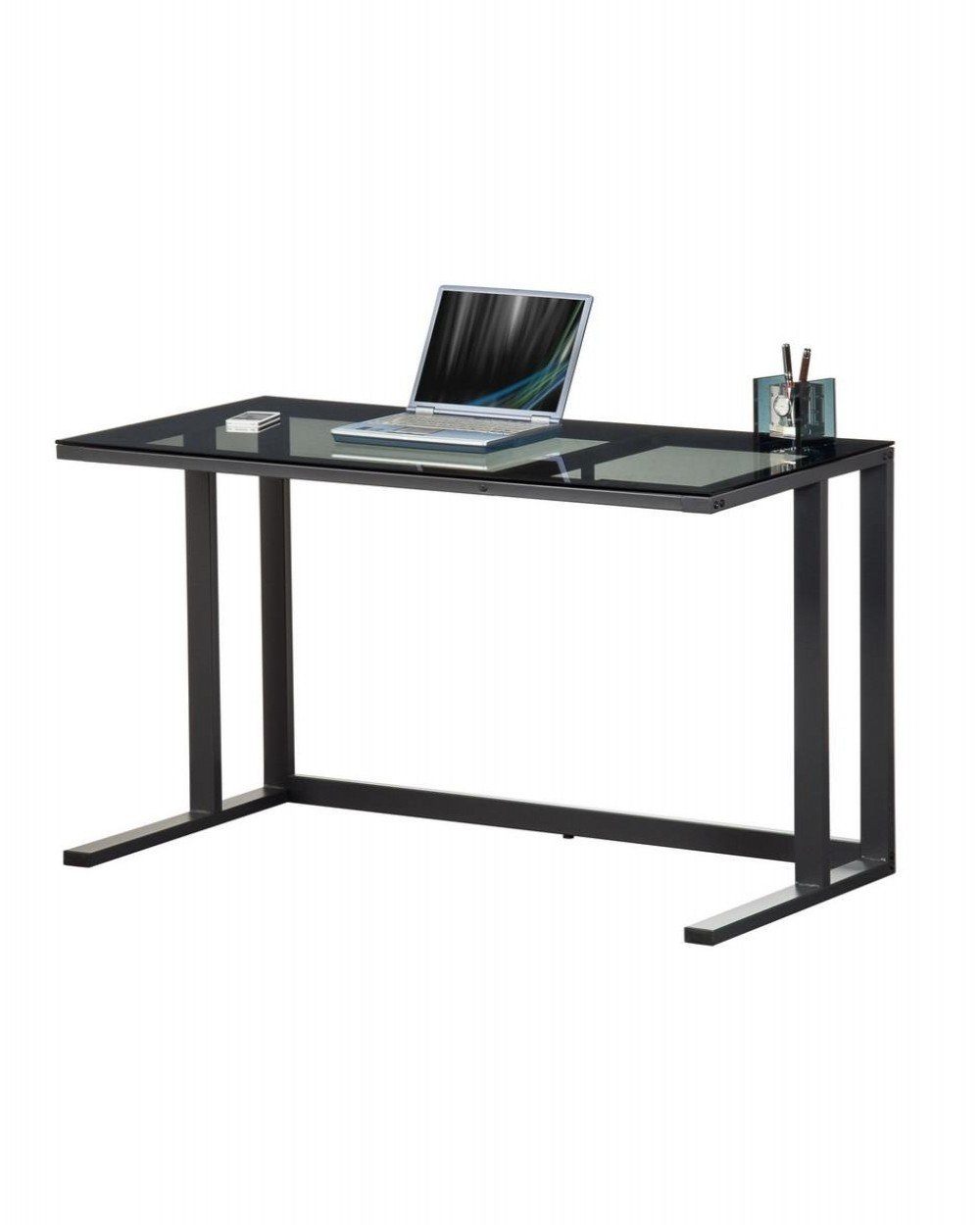 Alphason Air Black Glass Home Office Desk (AW53385)