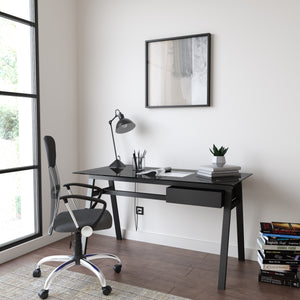 Alphason Richmond Black Glass Home Office Desk (AW21928BLK)