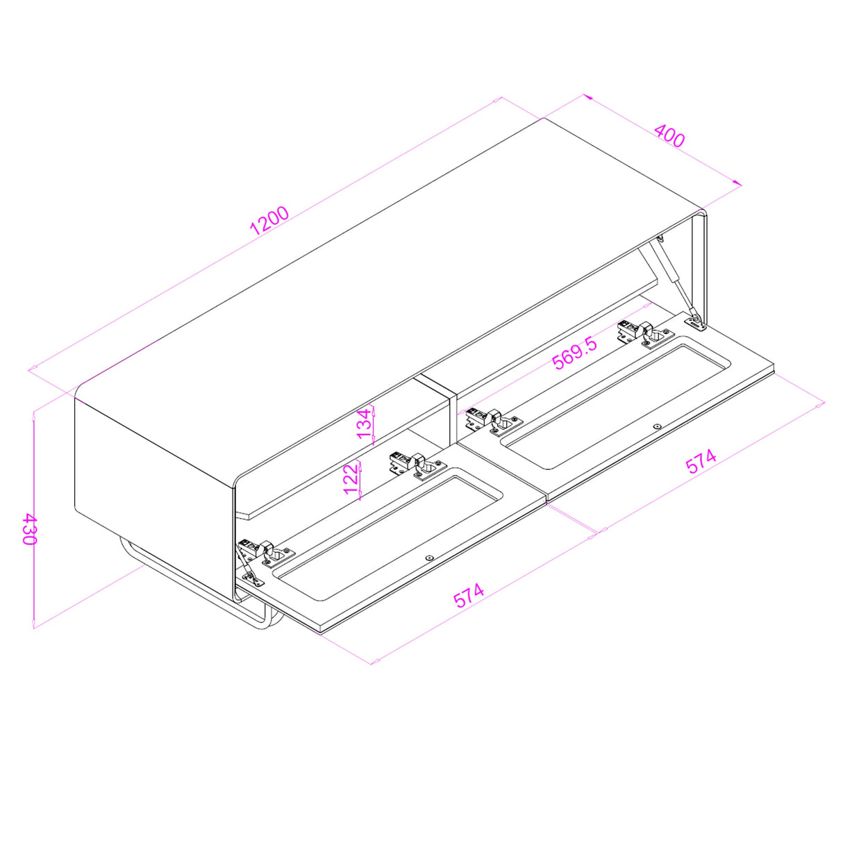 Alphason Apollo 1200 White TV Stand (ADAP1200WHT)
