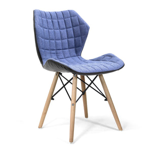 Nautilus Designs Amelia Stylish Lightweight Fabric Chair with Solid Beech Legs and Contemporary Panel Stitching - Denim