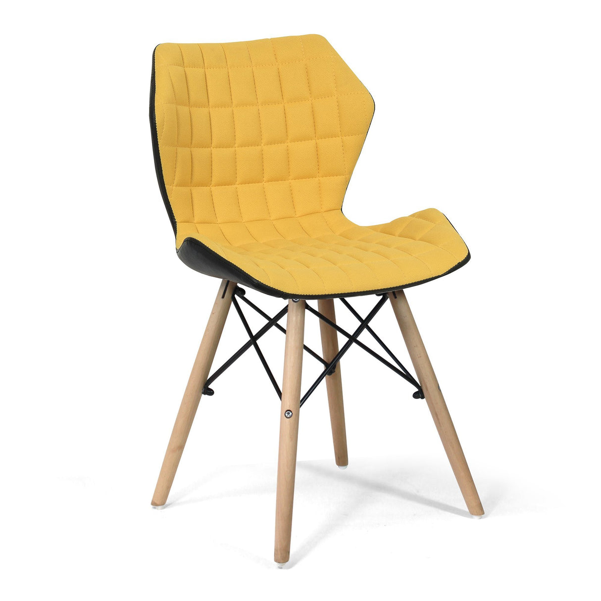 Nautilus Designs Amelia Stylish Lightweight Fabric Chair with Solid Beech Legs and Contemporary Panel Stitching - Mustard