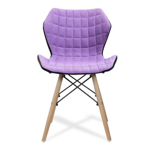 Nautilus Designs Amelia Stylish Lightweight Fabric Chair with Solid Beech Legs and Contemporary Panel Stitching - Purple
