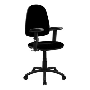Nautilus Designs Java 100 Medium Back Operator Chair - Single Lever with Height Adjustable Arms - Black