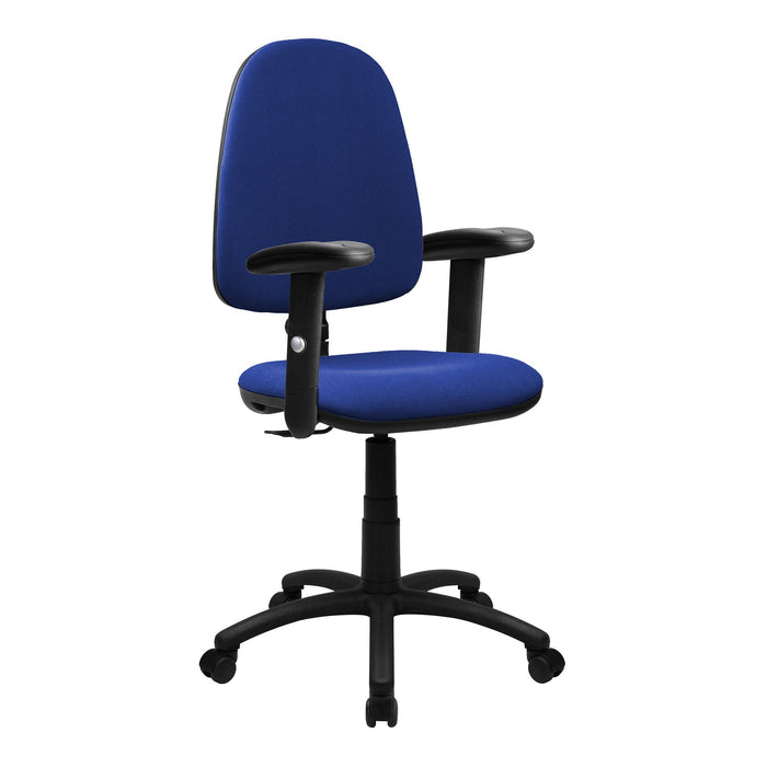 Nautilus Designs Java 100 Medium Back Operator Chair - Single Lever with Height Adjustable Arms - Blue