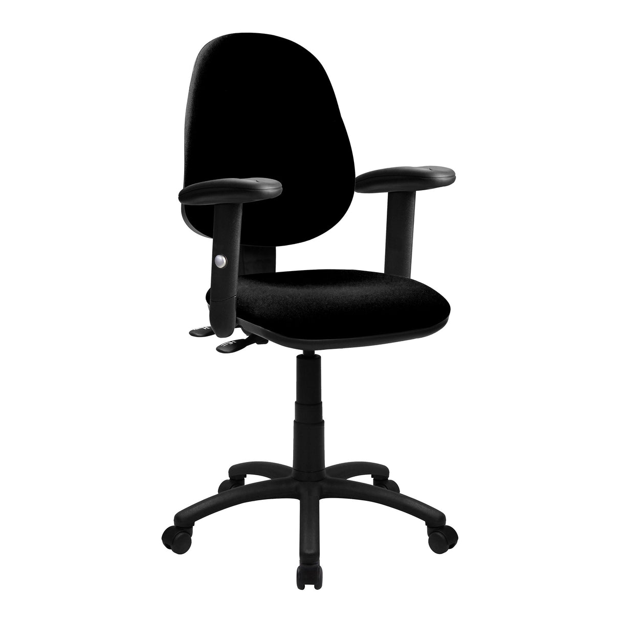 Nautilus Designs Java 200 Medium Back Operator Chair - Twin Lever with Height Adjustable Arms - Black