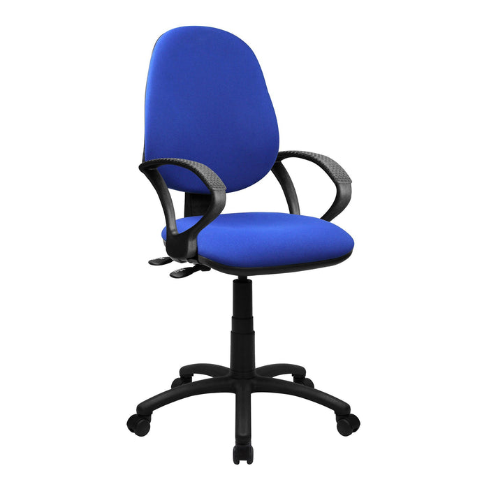 Nautilus Designs Java 200 Medium Back Operator Chair - Twin Lever with Fixed Arms - Blue