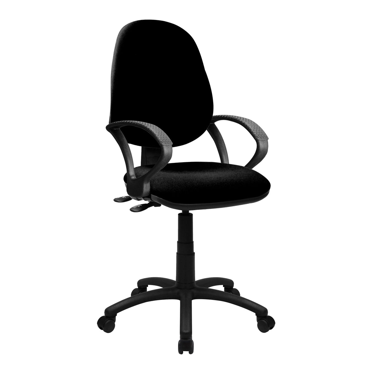 Nautilus Designs Java 300 Medium Back Synchronous Operator Chair - Triple Lever with Fixed Arms - Black