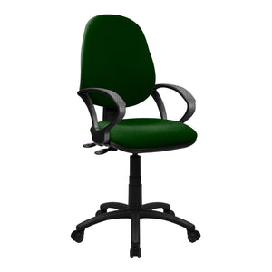 Nautilus Designs Java 300 Medium Back Synchronous Operator Chair - Triple Lever with Fixed Arms - Green
