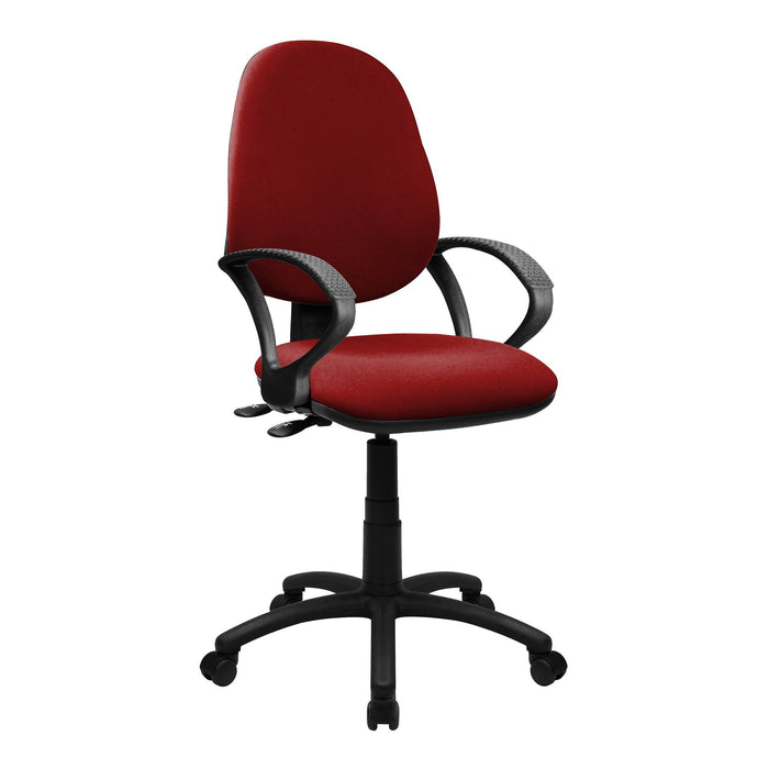Nautilus Designs Java 300 Medium Back Synchronous Operator Chair - Triple Lever with Fixed Arms - Wine