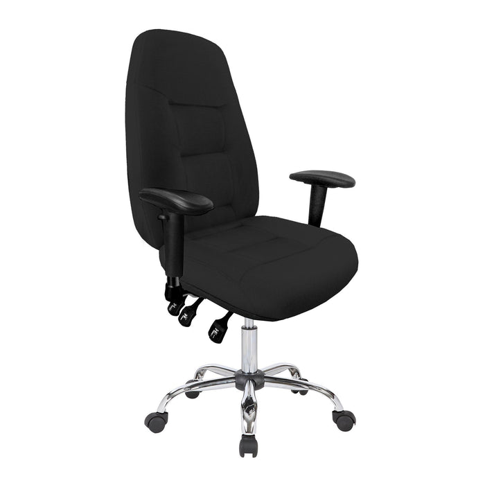 Nautilus Designs Babylon 24 Hour Synchronous Operator Chair with Fabric Upholstery and Chrome Base - Black
