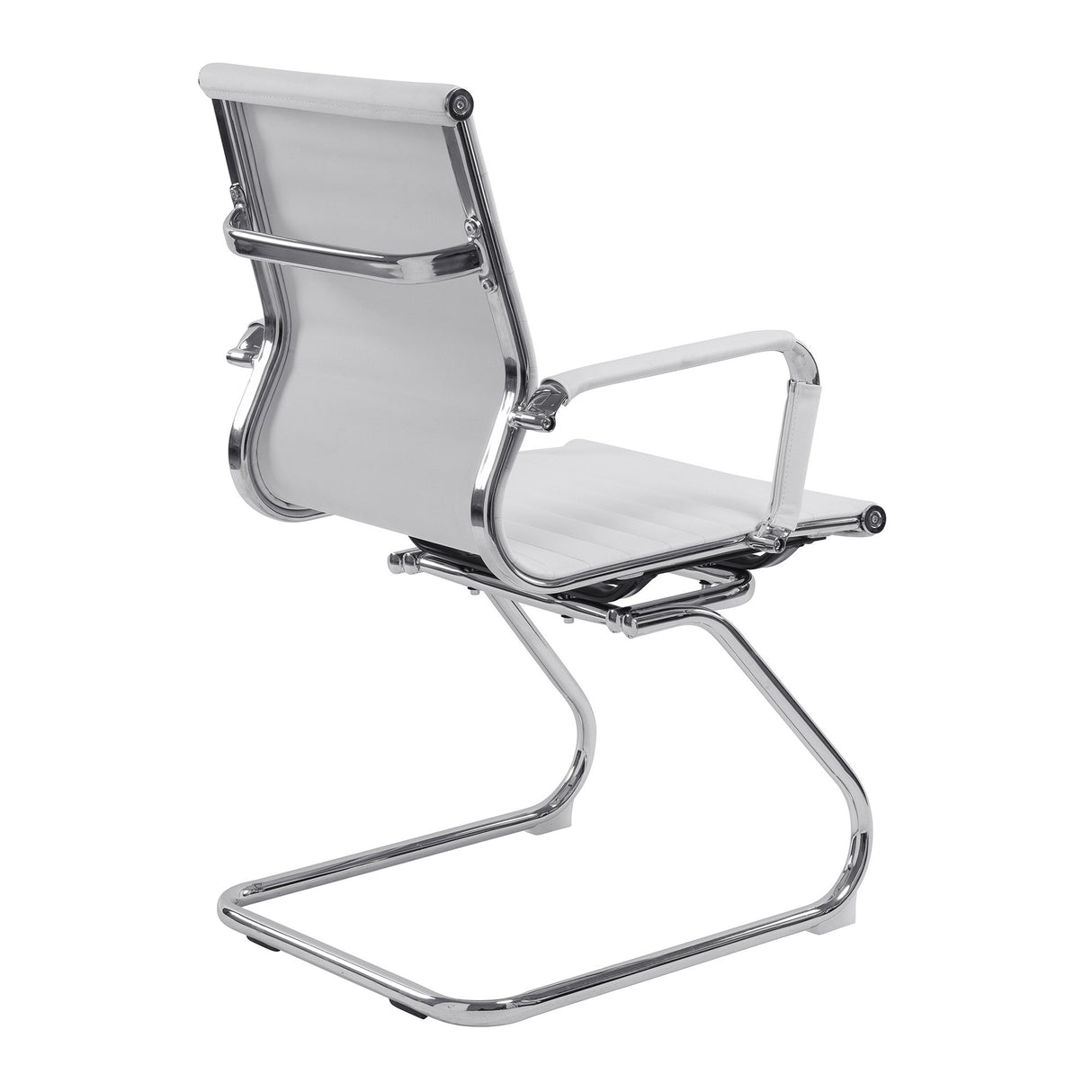 Nautilus Designs Aura Contemporary Medium Back Bonded Leather visitor Chair with Chrome Frame - White
