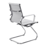 Nautilus Designs Aura Contemporary Medium Back Bonded Leather visitor Chair with Chrome Frame - White
