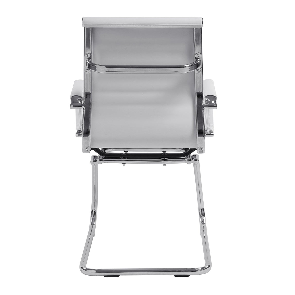 Nautilus Designs Aura Contemporary Medium Back Bonded Leather visitor Chair with Chrome Frame - White