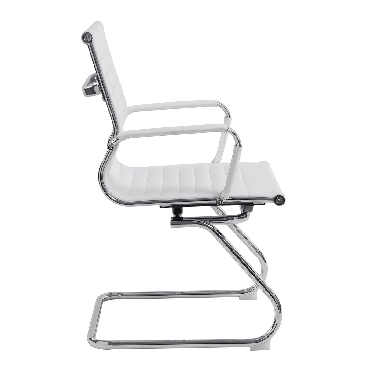 Nautilus Designs Aura Contemporary Medium Back Bonded Leather visitor Chair with Chrome Frame - White