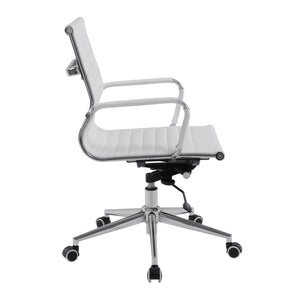 Nautilus Designs Aura Contemporary Medium Back Bonded Leather Executive Armchair with Chrome Base - White