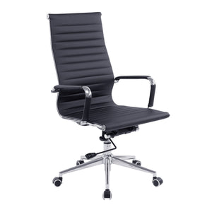 Nautilus Designs Aura Contemporary High Back Bonded Leather Executive Armchair with Chrome Base - Black