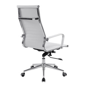 Nautilus Designs Aura Contemporary High Back Bonded Leather Executive Armchair with Chrome Base - White