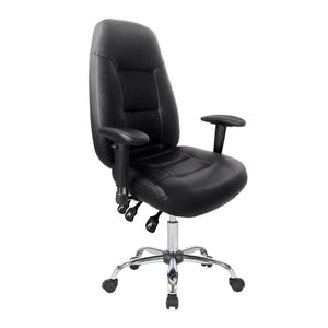 Nautilus Designs Babylon 24 Hour Synchronous Operator Chair with Leather Upholstery and Chrome Base - Black