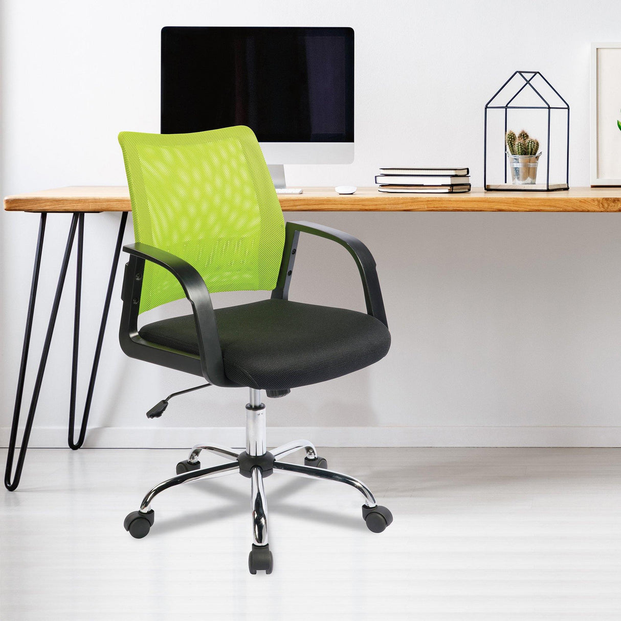 Nautilus Designs Calypso Medium Mesh Back Task Operator Armchair with Chrome Base - Green