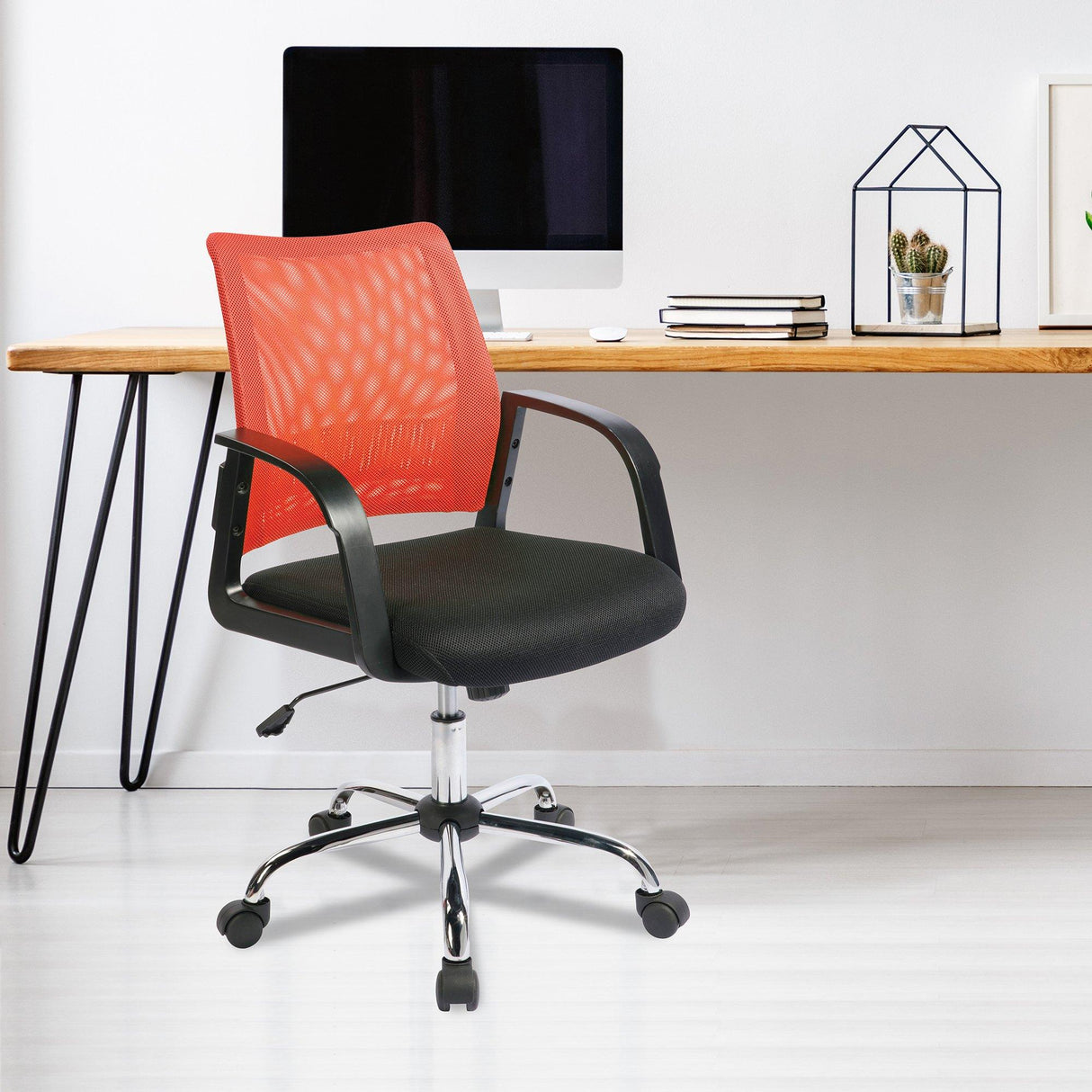 Nautilus Designs Calypso Medium Mesh Back Task Operator Armchair with Chrome Base - Orange