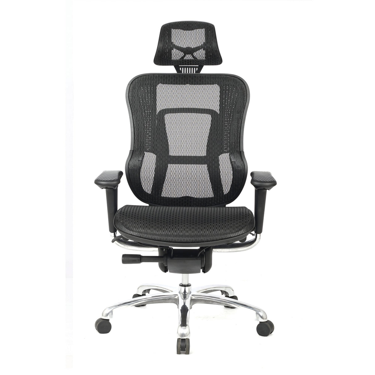 Nautilus Designs Aztec High Back Synchronous Mesh Designer Executive Chair with Adjustable Headrest and Chrome Base - Black