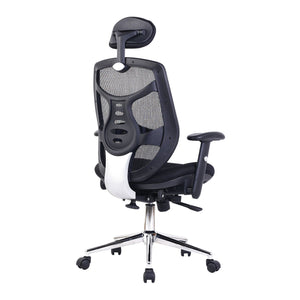 Nautilus Designs Polaris High Back Mesh Synchronous Executive Armchair with Adjustable Headrest and Chrome Base - Black