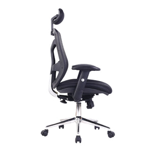 Nautilus Designs Polaris High Back Mesh Synchronous Executive Armchair with Adjustable Headrest and Chrome Base - Black
