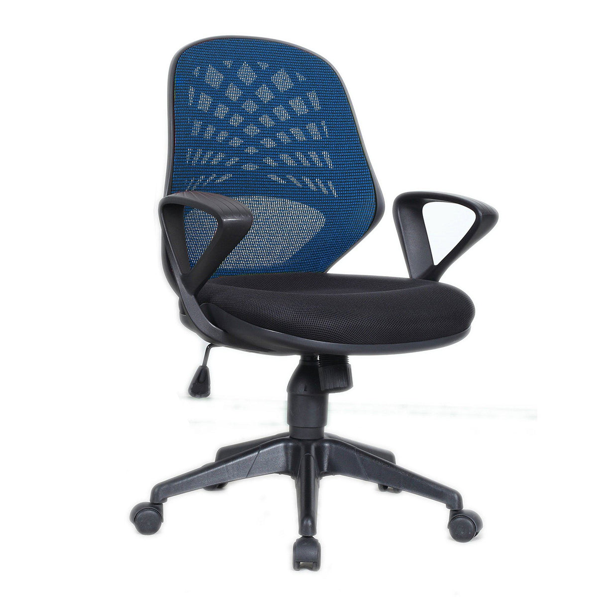Nautilus Designs Lattice Mesh Back Operator Armchair with Fluted Black Nylon Base - Blue