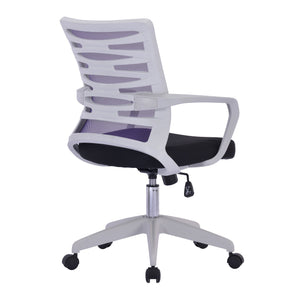 Nautilus Designs Spyro Designer Mesh Armchair with White Frame and Detailed Back Panelling - Purple