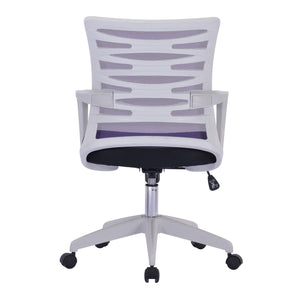 Nautilus Designs Spyro Designer Mesh Armchair with White Frame and Detailed Back Panelling - Purple