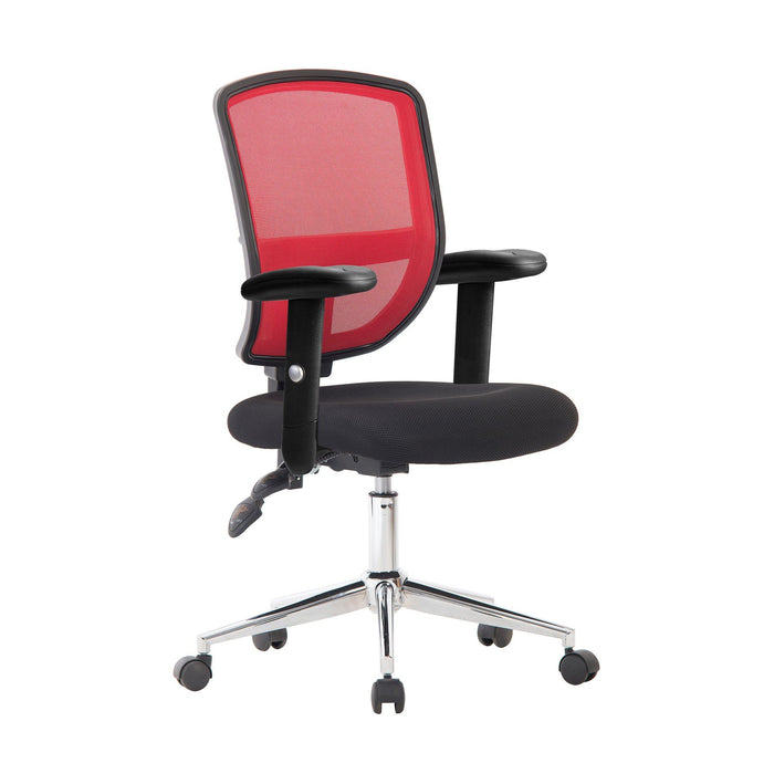 Nautilus Designs Nexus  Medium Back Designer Mesh Operator Chair with Sculptured Lumbar, Spine Support and Height Adjustable Arms - Red