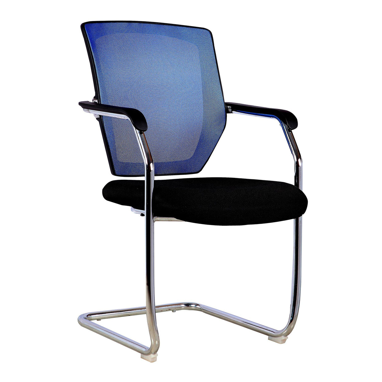 Nautilus Designs Nexus Medium Back Two Tone Designer Mesh Visitor Chair with Sculptured Lumbar, Spine Support and Integrated Armrests - Blue