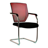 Nautilus Designs Nexus Medium Back Two Tone Designer Mesh Visitor Chair with Sculptured Lumbar, Spine Support and Integrated Armrests - Red
