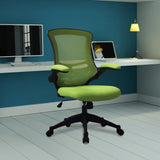 Nautilus Designs Luna Designer Medium Back Mesh Chair with Folding Arms - Green