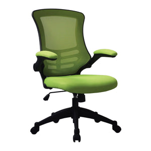 Nautilus Designs Luna Designer Medium Back Mesh Chair with Folding Arms - Green