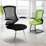 Nautilus Designs Luna Designer Medium Back Mesh Cantilever Chair with Black Shell, Black Frame and Folding Arms - Orange