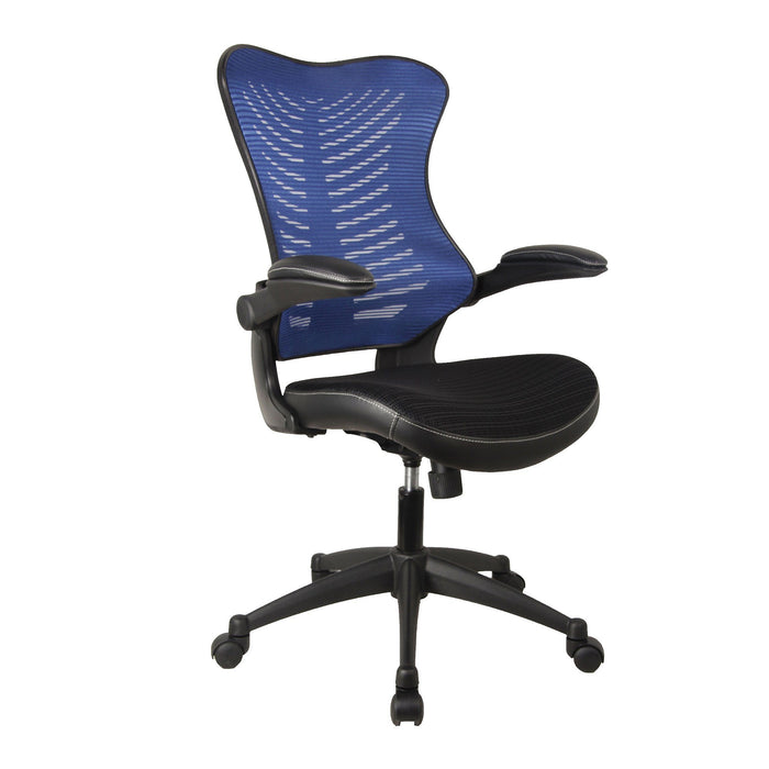 Nautilus Designs Mercury 2 Executive Medium Back Mesh Chair with AIRFLOW Fabric on the Seat - Blue