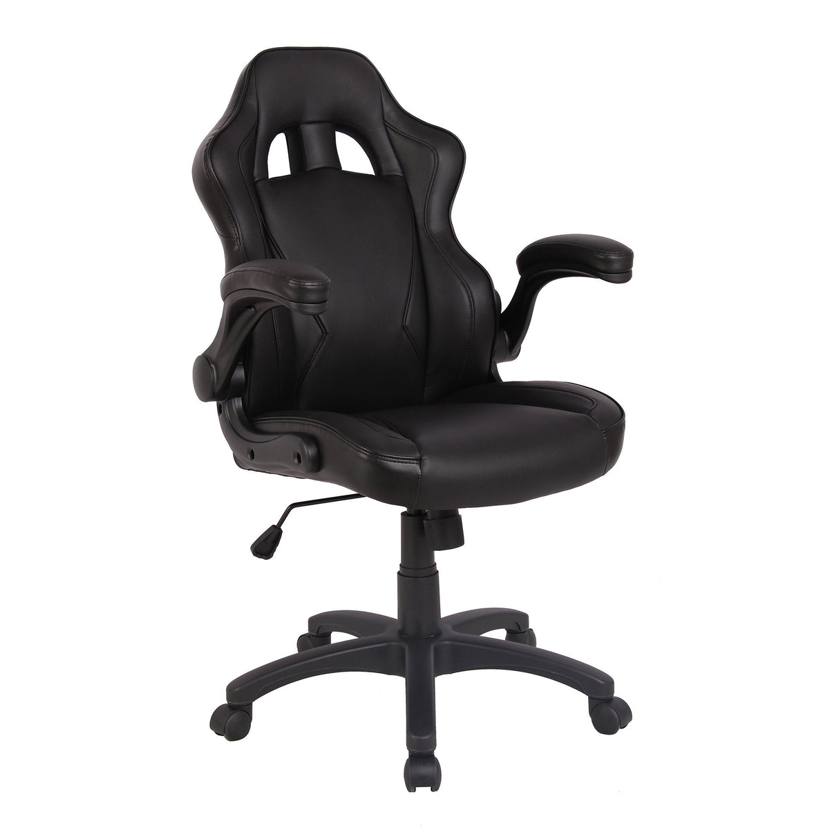 Nautilus Designs Predator  Executive Ergonomic Gaming Style Office Chair with Folding Arms, Integral Headrest and Lumbar Support - Black