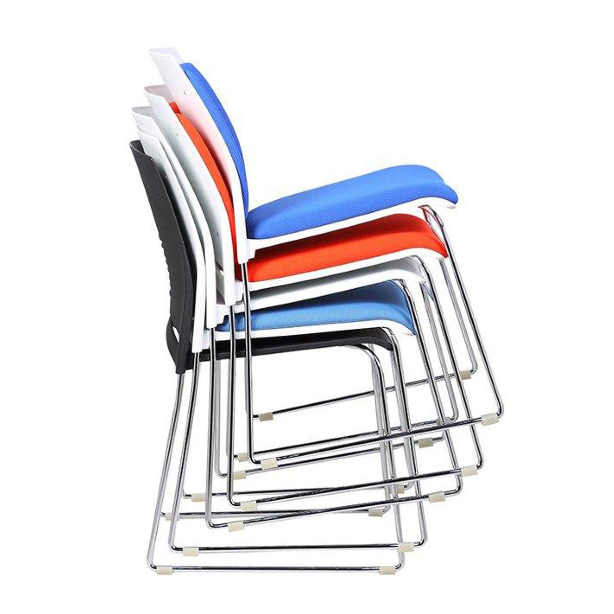 Nautilus Designs Kore Stylish Stackable Chrome Frame Chair with Padded Upholstered Seat, White Shell and Hand Hole in Backrest - 2 per Box -Orange
