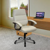Nautilus Designs Greenwich High Back Leather Effect Executive Armchair with Silver Detailed Black Nylon Base - Cream
