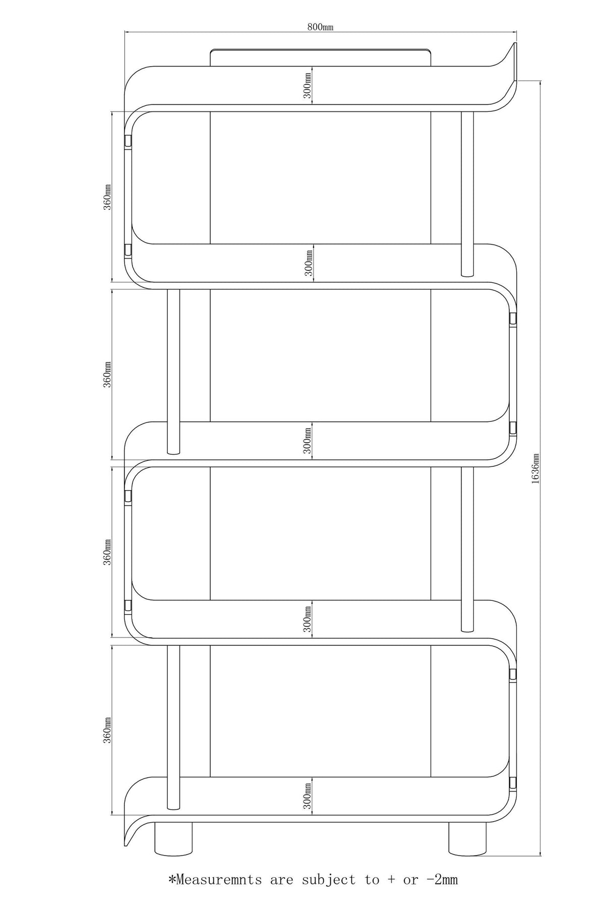 Jual Curved Bookcase in Grey (BS201 BOOKSHELF GREY)