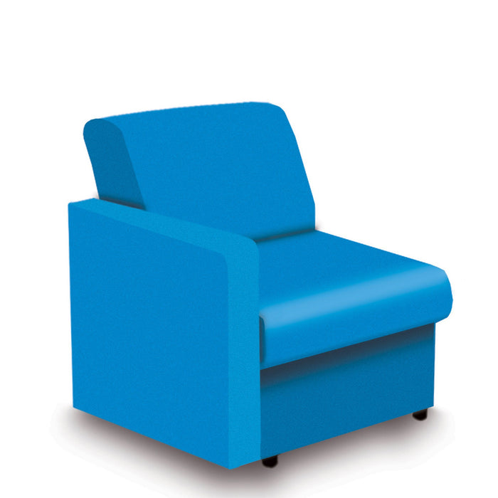 Nautilus Designs Wave Contemporary Modular Fabric Low Back Sofa - Right Hand Arm - Blue