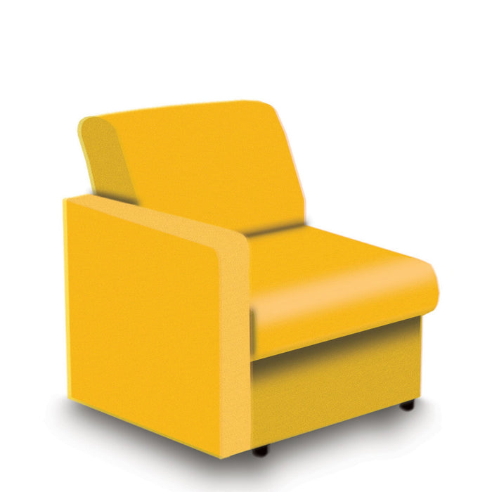 Nautilus Designs Wave Contemporary Modular Fabric Low Back Sofa - Right Hand Arm - Yellow
