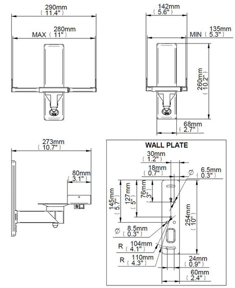 B-Tech BT77 Side Clamping Speaker Wall Brackets in Black or White