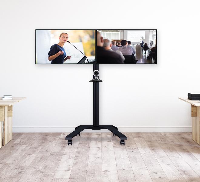B-Tech BT8514 - Universal Twin Screen Video Conferencing Trolley